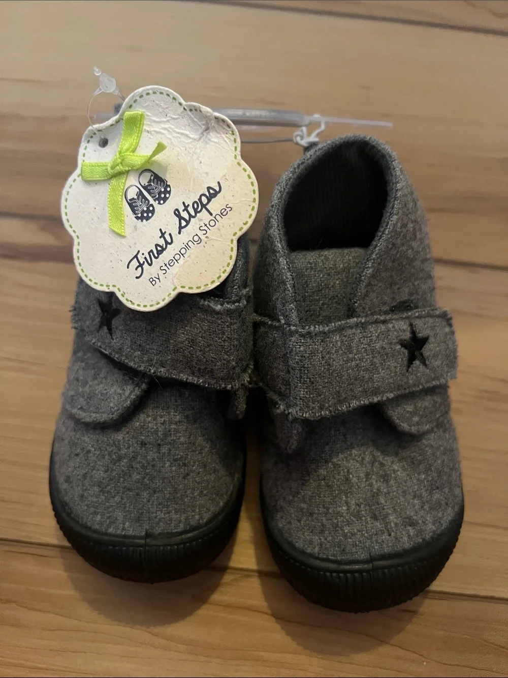 First Steps Gray Star Strap Baby Walker Shoes